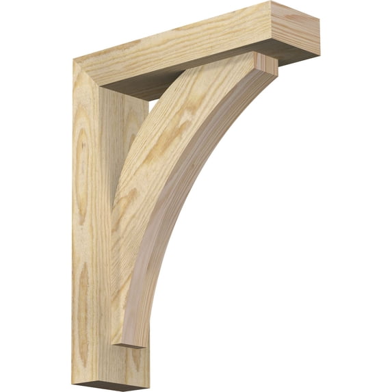 Ekena Millwork 4"W x 14"D x 18"H Thorton Block Rough Sawn Bracket w/ Offset Brace, Douglas Fir