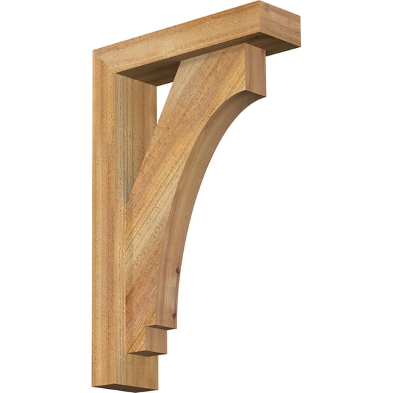 Ekena Millwork 4"W x 14"D x 22"H Imperial Block Rough Sawn Bracket w/ Offset Brace, Western Red Cedar