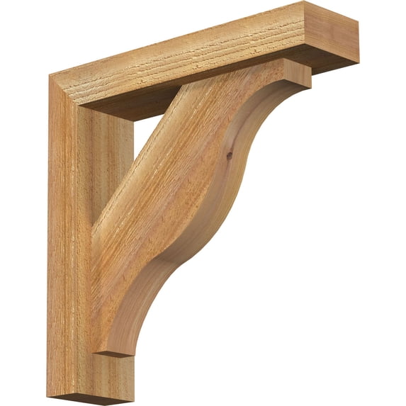 Ekena Millwork 4"W x 16"D x 16"H Funston Block Rough Sawn Bracket w/ Offset Brace, Western Red Cedar