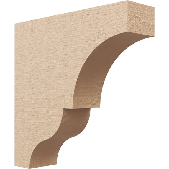 4"W x 16"D x 16"H Thin Asheboro Rough Cedar Woodgrain TimberThane Corbel, Primed Tan