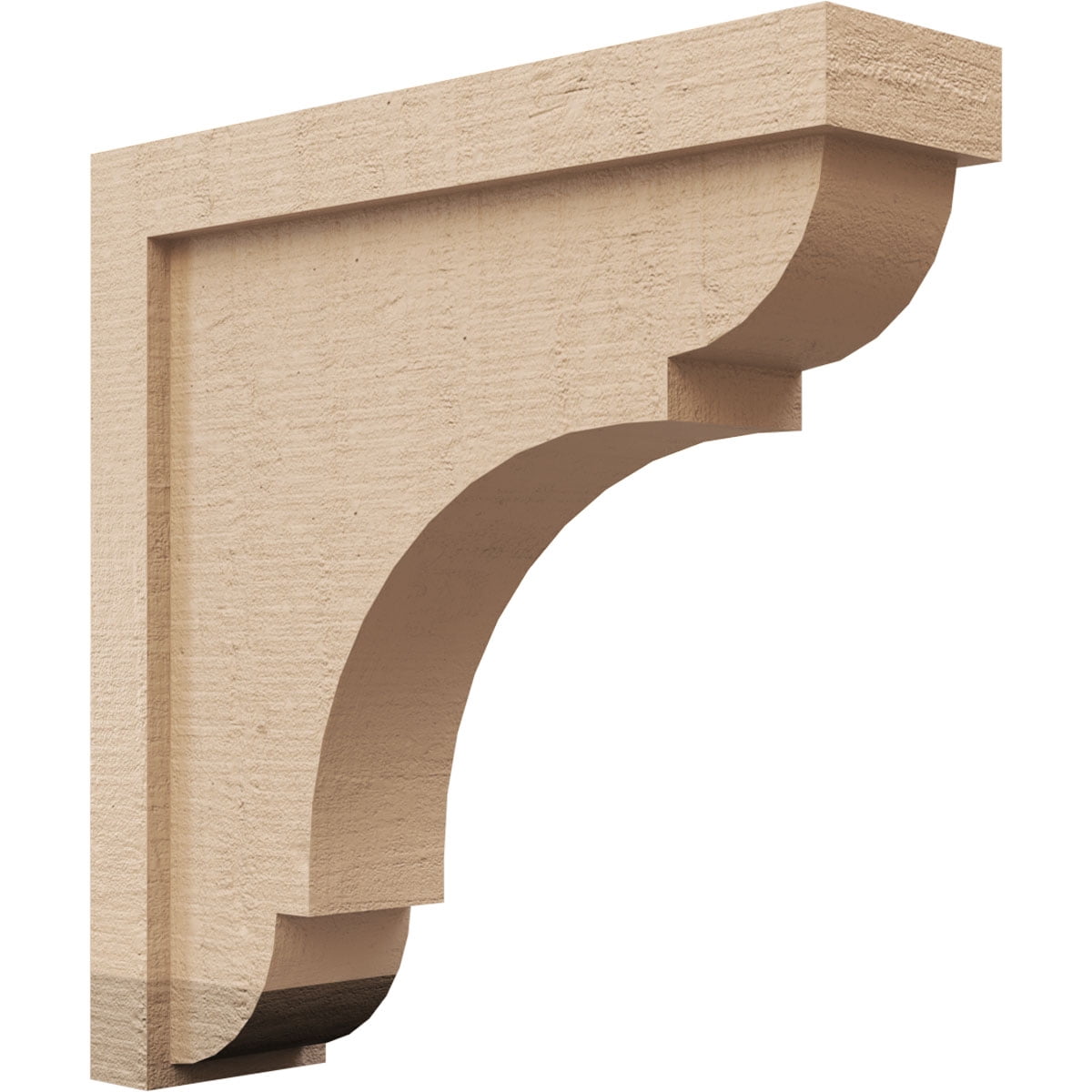 4"W x 16"D x 16"H Thin Bryant Rough Cedar Woodgrain TimberThane Corbel, Primed Tan