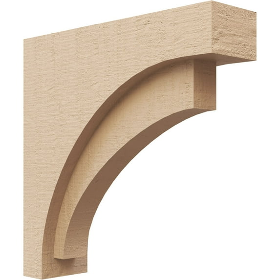 4"W x 16"D x 16"H Thin Rivera Rough Cedar Woodgrain TimberThane Corbel, Primed Tan