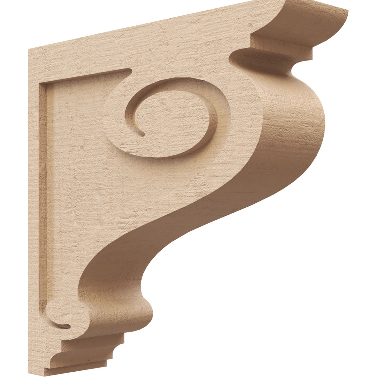 4"W x 16"D x 16"H Thin Scroll Rough Cedar Woodgrain TimberThane Corbel, Primed Tan