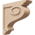 thumbnail image 1 of 4"W x 16"D x 16"H Thin Scroll Rough Cedar Woodgrain TimberThane Corbel, Primed Tan, 1 of 6