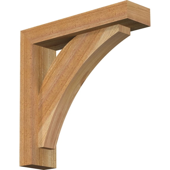 Ekena Millwork 4"W x 16"D x 16"H Thorton Block Rough Sawn Bracket w/ Offset Brace, Western Red Cedar