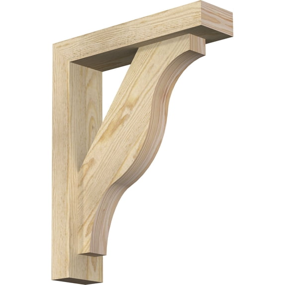 Ekena Millwork 4"W x 16"D x 20"H Funston Block Rough Sawn Bracket w/ Offset Brace, Douglas Fir