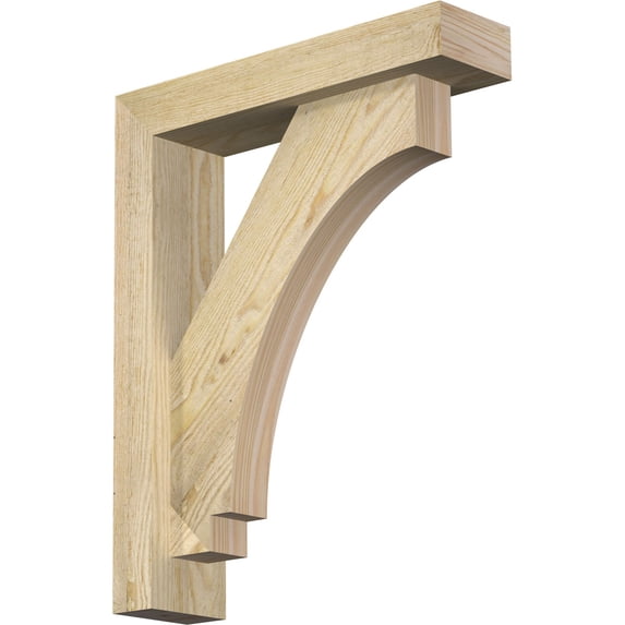 Ekena Millwork 4"W x 16"D x 20"H Imperial Block Rough Sawn Bracket w/ Offset Brace, Douglas Fir