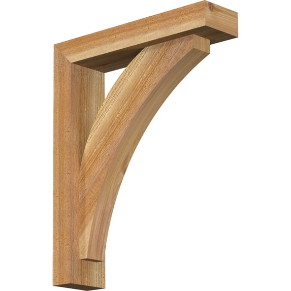 Ekena Millwork 4"W x 16"D x 20"H Thorton Block Rough Sawn Bracket w/ Offset Brace, Western Red Cedar