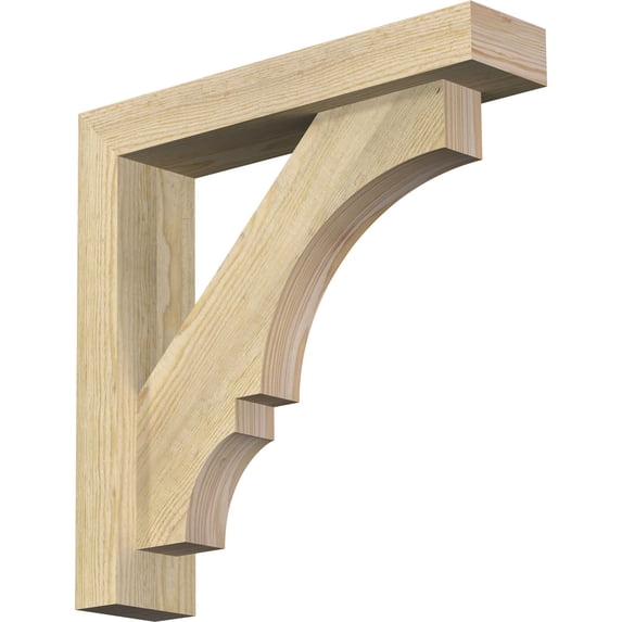 Ekena Millwork 4"W x 18"D x 18"H Balboa Block Rough Sawn Bracket w/ Offset Brace, Douglas Fir
