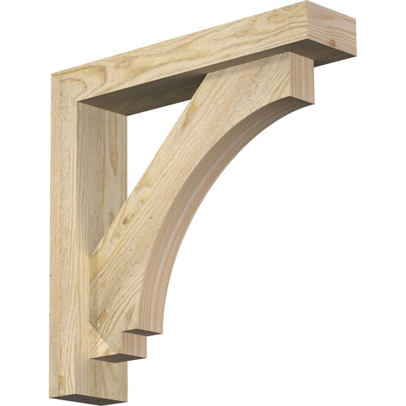 Ekena Millwork 4"W x 18"D x 18"H Imperial Block Rough Sawn Bracket w/ Offset Brace, Douglas Fir