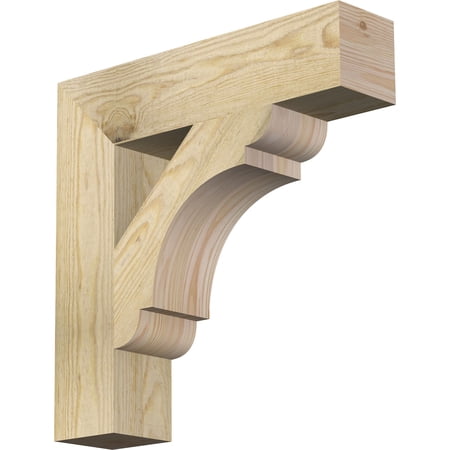 Ekena Millwork 4"W x 18"D x 18"H Olympic Block Rough Sawn Bracket, Douglas Fir
