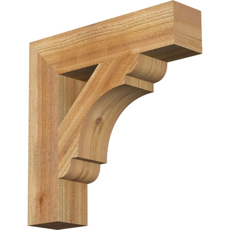 Ekena Millwork 4"W x 18"D x 18"H Olympic Block Rough Sawn Bracket, Western Red Cedar