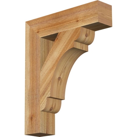 Ekena Millwork 4"W x 18"D x 22"H Olympic Block Rough Sawn Bracket, Western Red Cedar