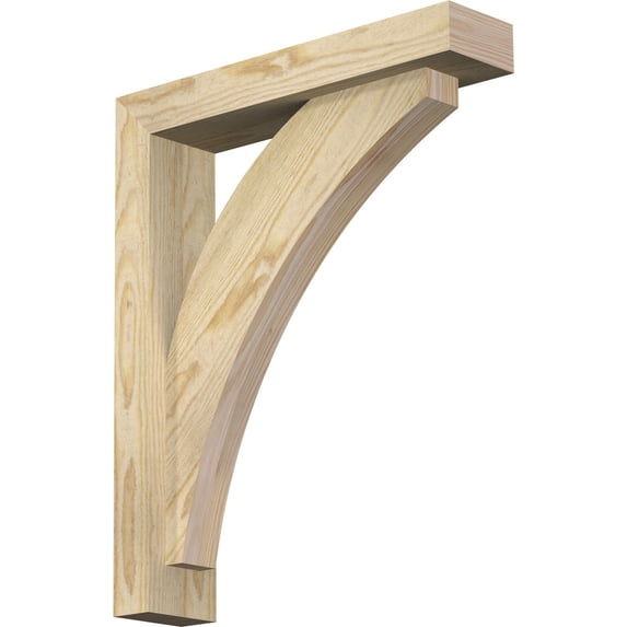 Ekena Millwork 4"W x 18"D x 22"H Thorton Block Rough Sawn Bracket w/ Offset Brace, Douglas Fir
