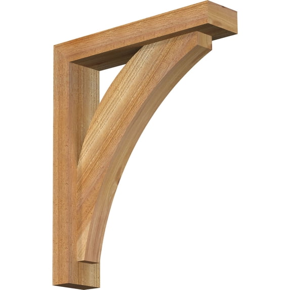 Ekena Millwork 4"W x 18"D x 22"H Thorton Block Rough Sawn Bracket w/ Offset Brace, Western Red Cedar