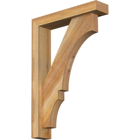 Ekena Millwork 4"W x 18"D x 26"H Balboa Block Rough Sawn Bracket w/ Offset Brace, Western Red Cedar
