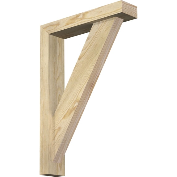 Ekena Millwork 4"W x 18"D x 26"H Traditional Block Rough Sawn Bracket w/ Offset Brace, Douglas Fir
