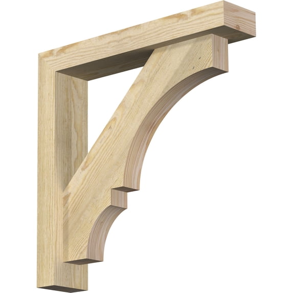 Ekena Millwork 4"W x 20"D x 20"H Balboa Block Rough Sawn Bracket w/ Offset Brace, Douglas Fir