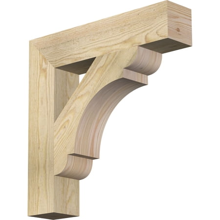 Ekena Millwork 4"W x 20"D x 20"H Olympic Block Rough Sawn Bracket, Douglas Fir