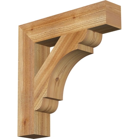 Ekena Millwork 4"W x 20"D x 20"H Olympic Block Rough Sawn Bracket, Western Red Cedar