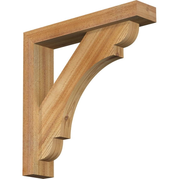 Ekena Millwork 4"W x 20"D x 20"H Olympic Block Rough Sawn Bracket w/ Offset Brace, Western Red Cedar