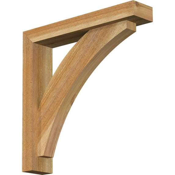 Ekena Millwork 4"W x 20"D x 20"H Thorton Block Rough Sawn Bracket w/ Offset Brace, Western Red Cedar