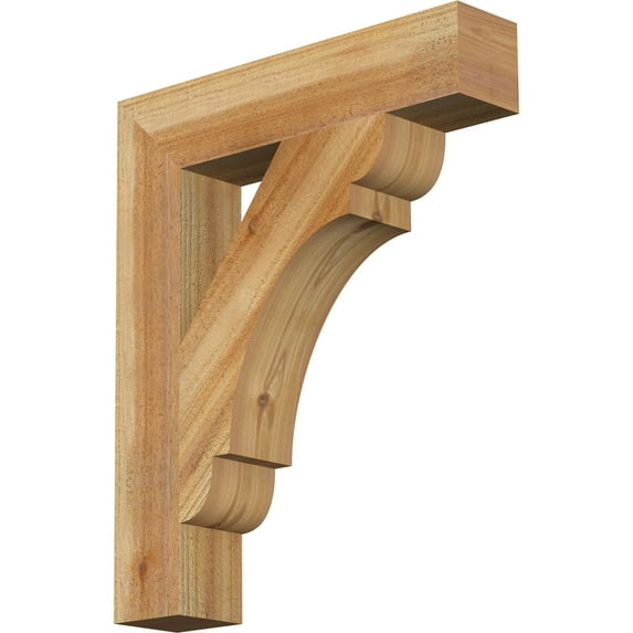 Ekena Millwork 4"W x 20"D x 24"H Olympic Block Rough Sawn Bracket, Western Red Cedar