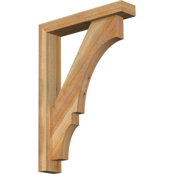Ekena Millwork 4"W x 20"D x 28"H Balboa Block Rough Sawn Bracket w/ Offset Brace, Western Red Cedar