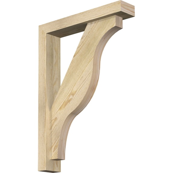Ekena Millwork 4"W x 20"D x 28"H Funston Block Rough Sawn Bracket w/ Offset Brace, Douglas Fir