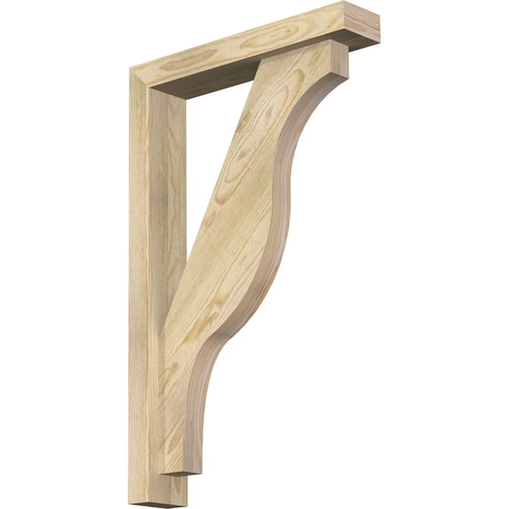 Ekena Millwork 4"W x 20"D x 32"H Funston Block Rough Sawn Bracket w/ Offset Brace, Douglas Fir