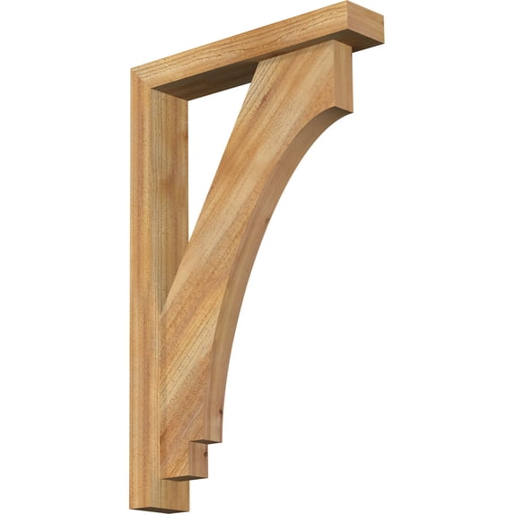 Ekena Millwork 4"W x 20"D x 32"H Imperial Block Rough Sawn Bracket w/ Offset Brace, Western Red Cedar