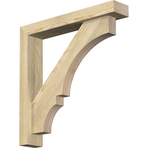 Ekena Millwork 4"W x 22"D x 22"H Balboa Block Rough Sawn Bracket w/ Offset Brace, Douglas Fir