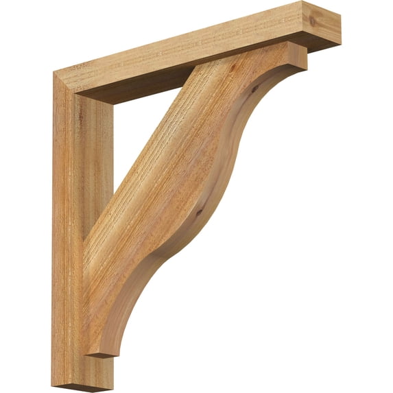 Ekena Millwork 4"W x 22"D x 22"H Funston Block Rough Sawn Bracket w/ Offset Brace, Western Red Cedar