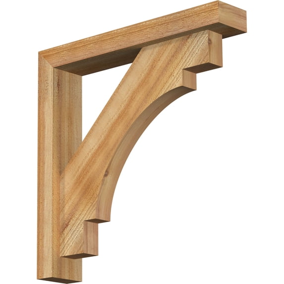 Ekena Millwork 4"W x 22"D x 22"H Merced Block Rough Sawn Bracket w/ Offset Brace, Western Red Cedar