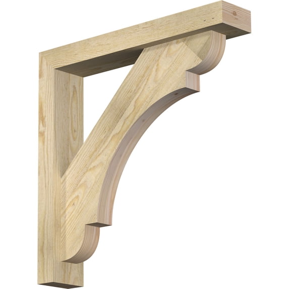Ekena Millwork 4"W x 22"D x 22"H Olympic Block Rough Sawn Bracket w/ Offset Brace, Douglas Fir