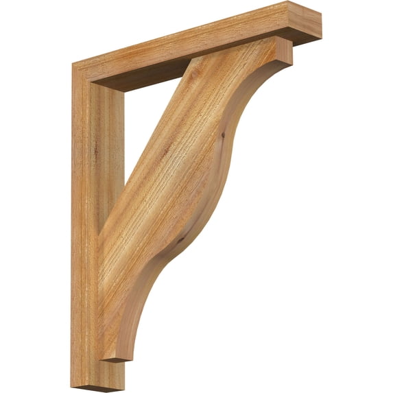 Ekena Millwork 4"W x 22"D x 26"H Funston Block Rough Sawn Bracket w/ Offset Brace, Western Red Cedar