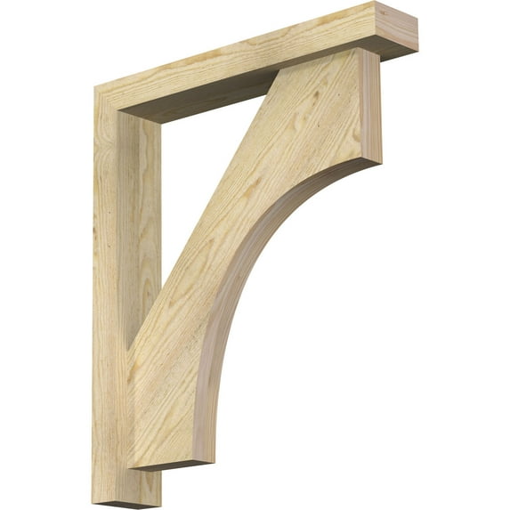 Ekena Millwork 4"W x 22"D x 26"H Westlake Block Rough Sawn Bracket w/ Offset Brace, Douglas Fir