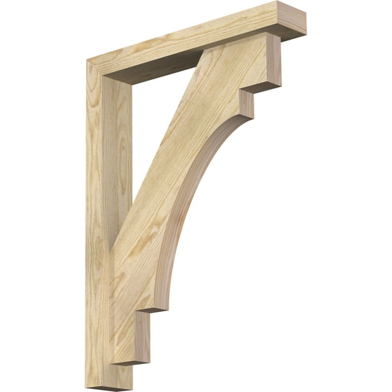 Ekena Millwork 4"W x 22"D x 30"H Merced Block Rough Sawn Bracket w/ Offset Brace, Douglas Fir