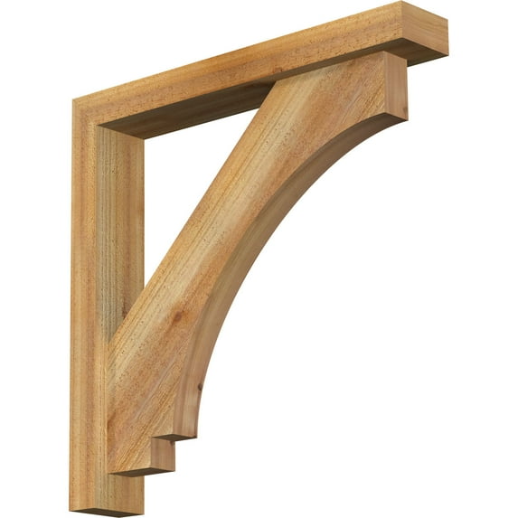 Ekena Millwork 4"W x 24"D x 24"H Imperial Block Rough Sawn Bracket w/ Offset Brace, Western Red Cedar