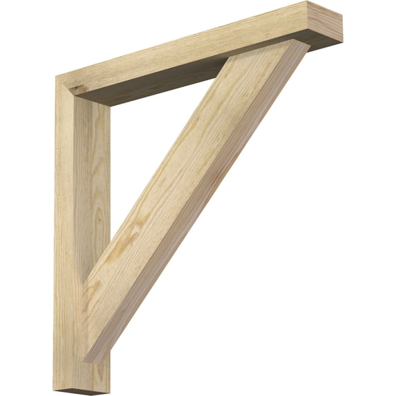 Ekena Millwork 4"W x 24"D x 24"H Traditional Block Rough Sawn Bracket w/ Offset Brace, Douglas Fir
