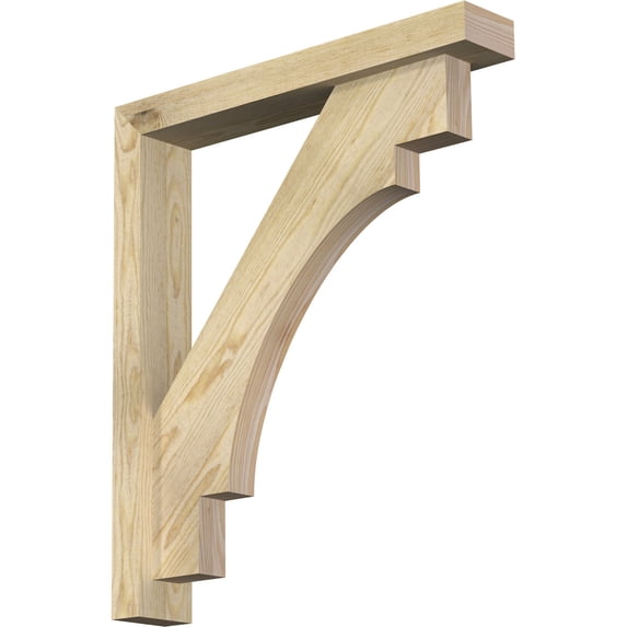 Ekena Millwork 4"W x 24"D x 28"H Merced Block Rough Sawn Bracket w/ Offset Brace, Douglas Fir