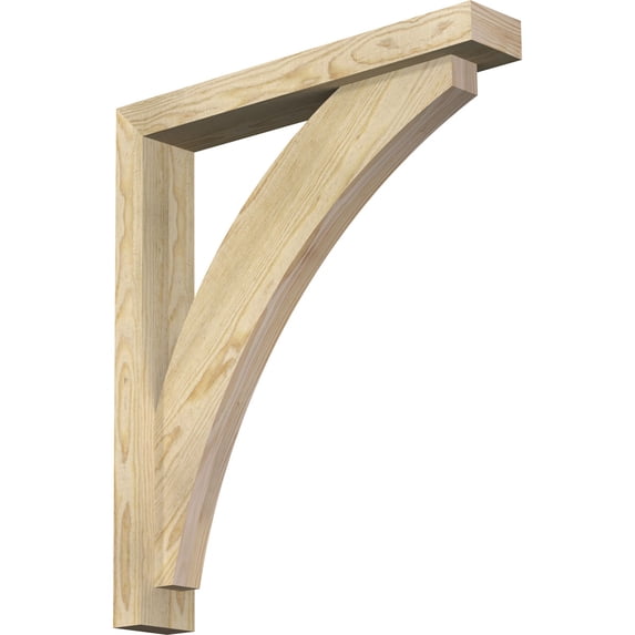 Ekena Millwork 4"W x 24"D x 28"H Thorton Block Rough Sawn Bracket w/ Offset Brace, Douglas Fir