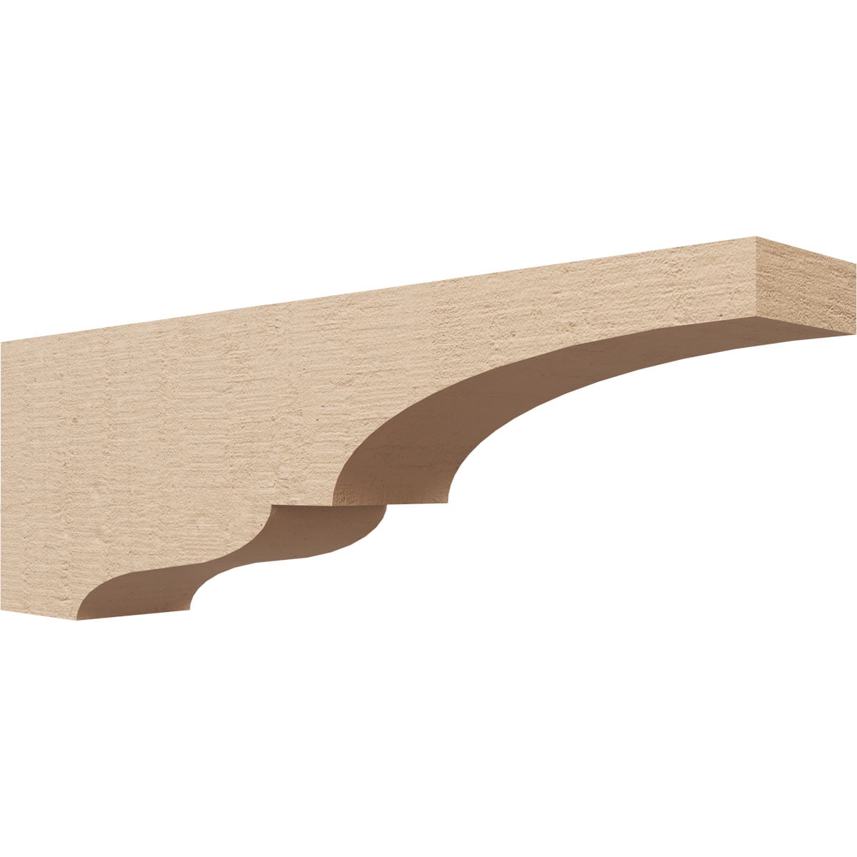 4"W x 24"D x 8"H Thin Asheboro Rough Cedar Woodgrain TimberThane Corbel, Primed Tan