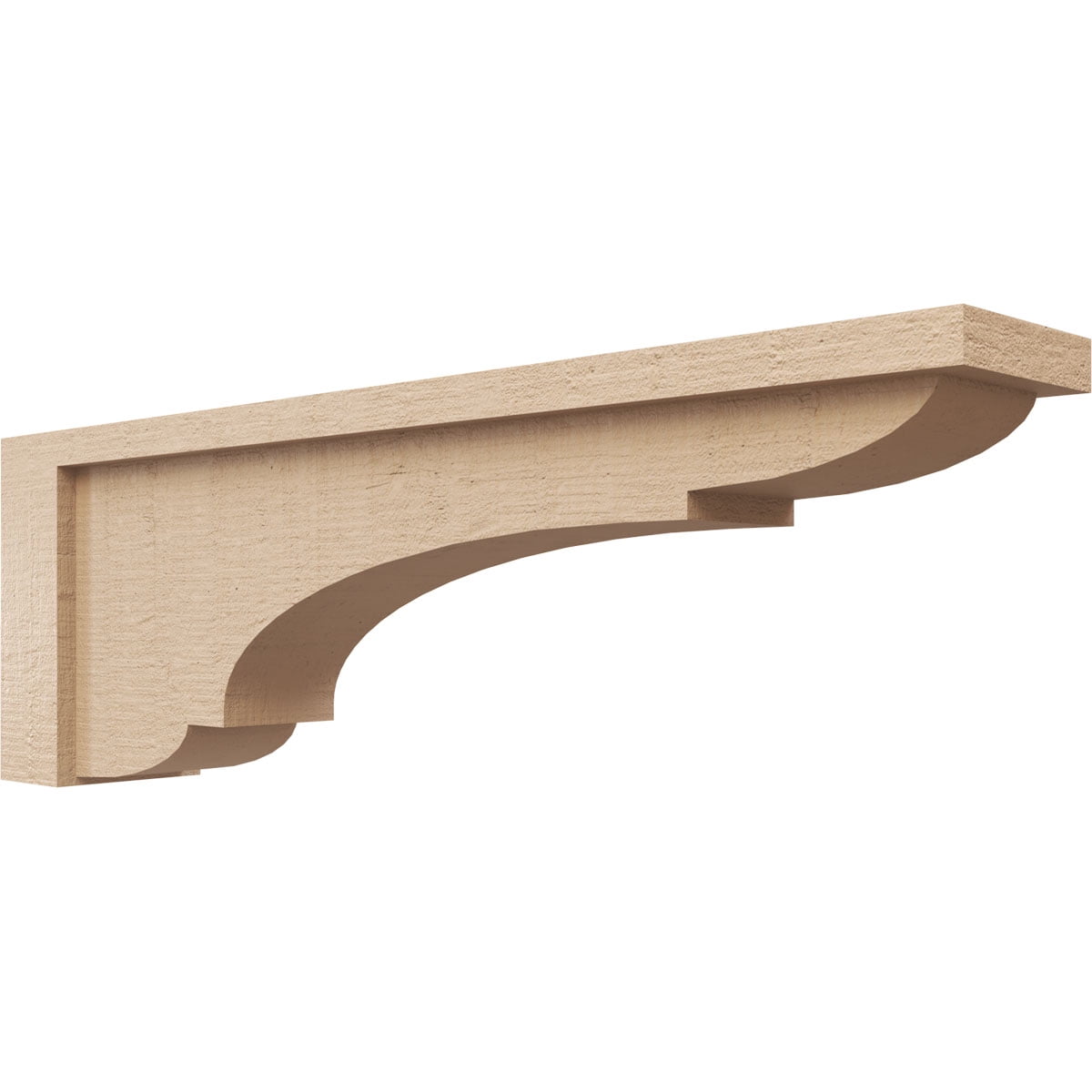 4"W x 24"D x 8"H Thin Bryant Rough Cedar Woodgrain TimberThane Corbel, Primed Tan