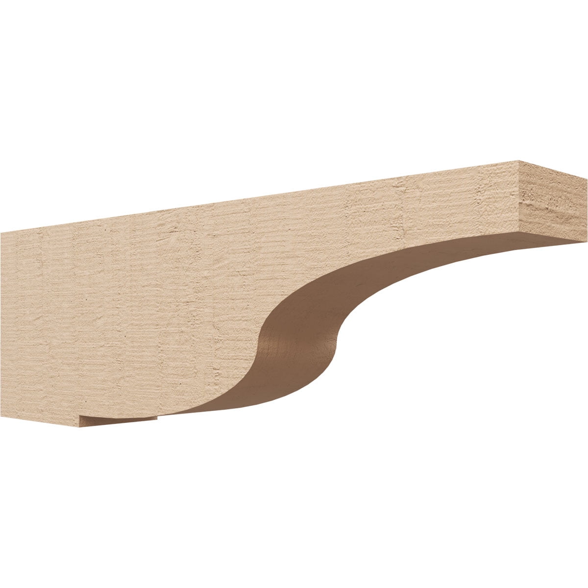 4"W x 24"D x 8"H Thin Van Buren Rough Cedar Woodgrain TimberThane Corbel, Primed Tan