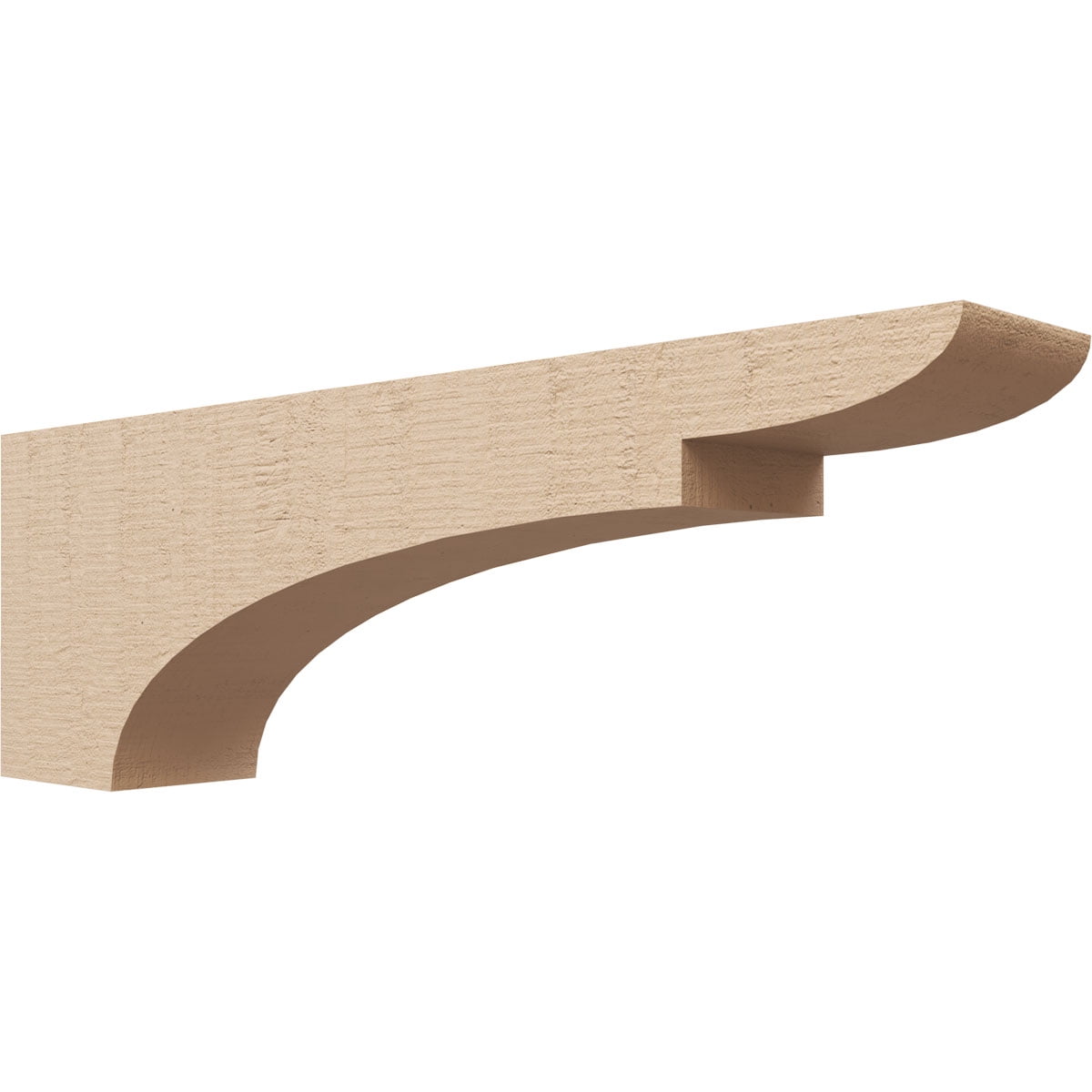 4"W x 24"D x 8"H Thin Yorktown Rough Cedar Woodgrain TimberThane Corbel, Primed Tan
