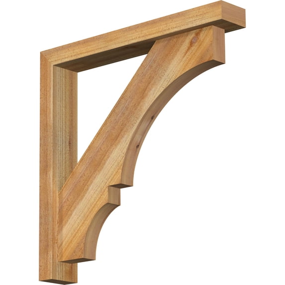 Ekena Millwork 4"W x 26"D x 26"H Balboa Block Rough Sawn Bracket w/ Offset Brace, Western Red Cedar