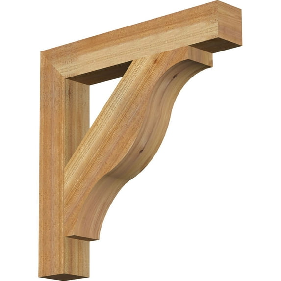 Ekena Millwork 4"W x 26"D x 26"H Funston Block Rough Sawn Bracket, Western Red Cedar