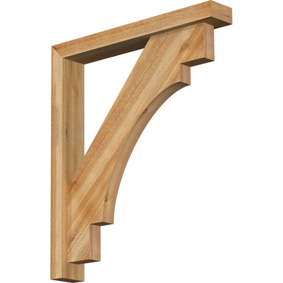 Ekena Millwork 4"W x 26"D x 30"H Merced Block Rough Sawn Bracket w/ Offset Brace, Western Red Cedar