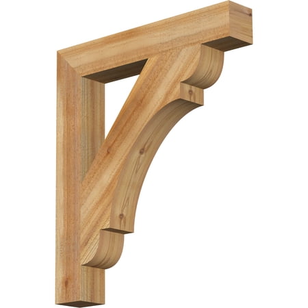 Ekena Millwork 4"W x 26"D x 30"H Olympic Block Rough Sawn Bracket, Western Red Cedar